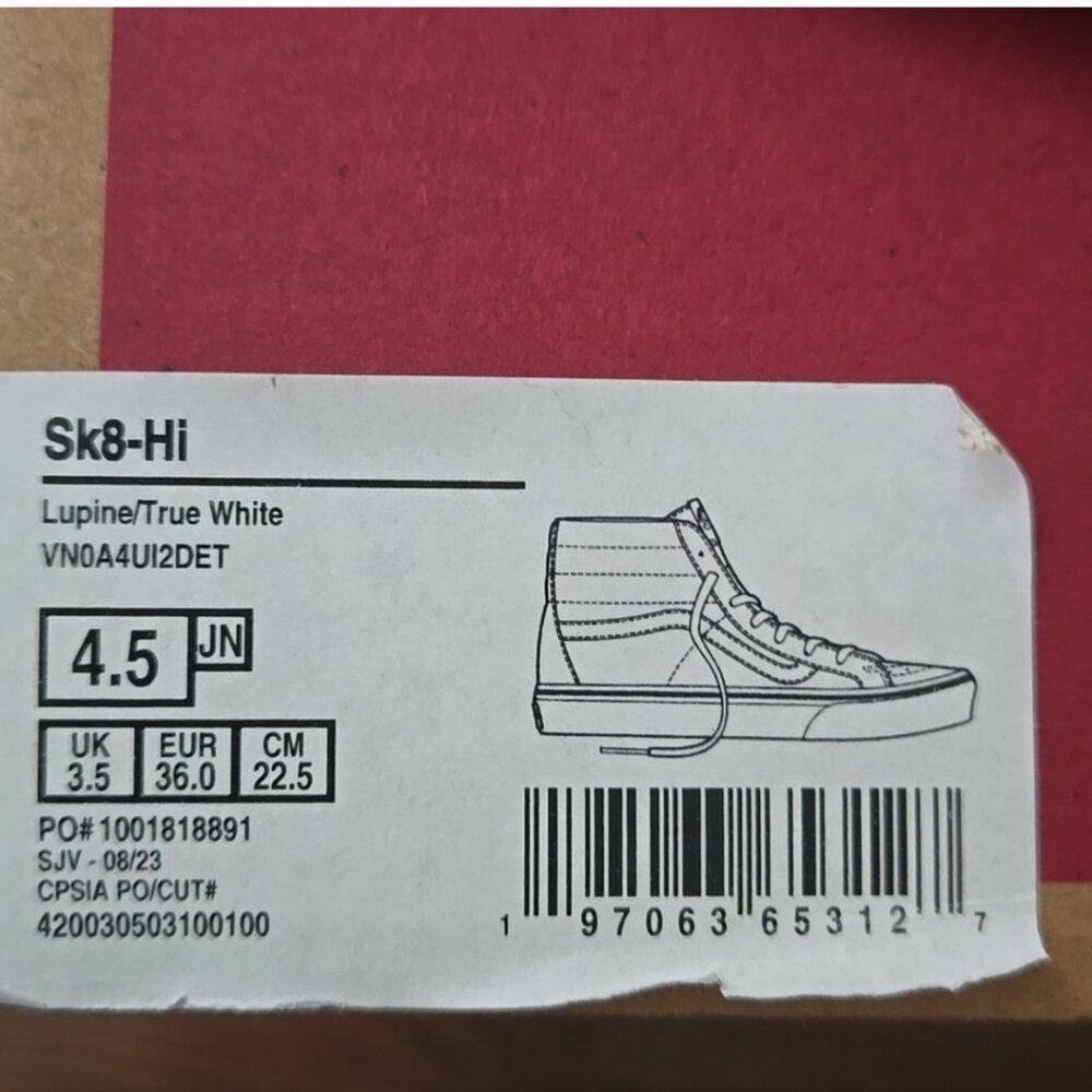 vans sk8-hi kids lupine high top sneakers size 4.5 - Picture 8 of 8